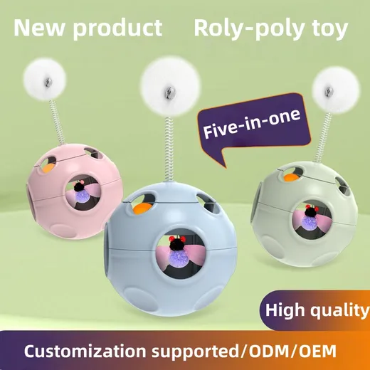 5-in-1 Interactive Tumbler Cat Toy with Track Ball, Spring Ball & Catnip