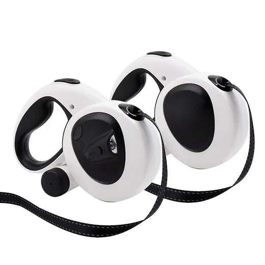 5M Retractable Dog Leash with LED Light, Reflective Tape & Waste Bag Holder