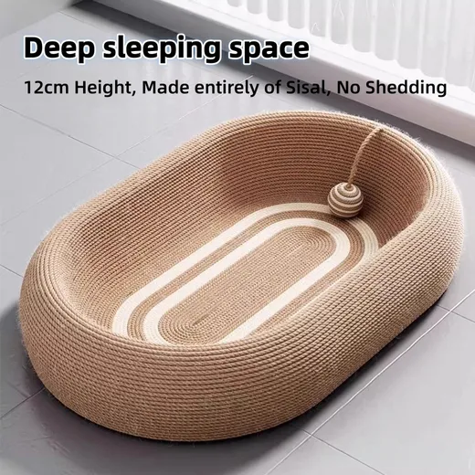 Deep Enclosed Sisal Cat Scratching Bowl Bed